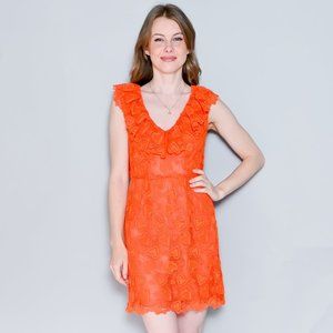MIU MIU Resort Heart Lace Orange Mini Dress EUC sz 38